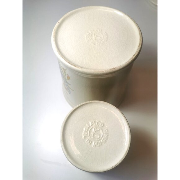 Vintage ALCO Ceramic Canister Trio – Made in Romania – Botanical Floral Design - Picture 12 of 16